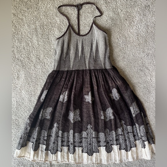 Chocolate & Beige Brown Sundress with Razorback | Fit & Flare | Size S/M - Picture 2 of 5